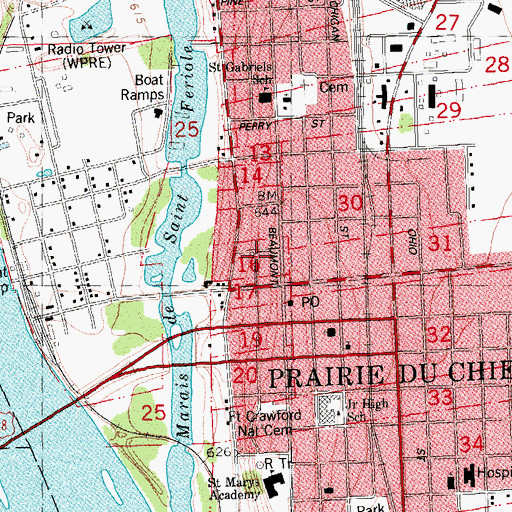 Topographic Map of Prairie du Chien Fire Department Station 2, WI