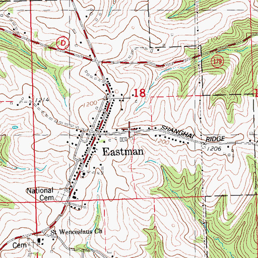 Topographic Map of Eastman Volunteer Fire Department, WI