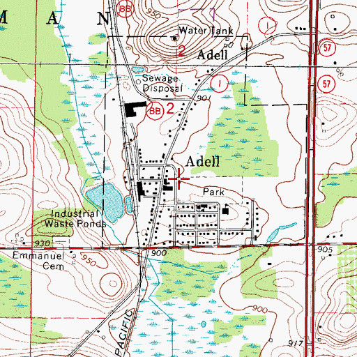 Topographic Map of Adell Fire Department, WI