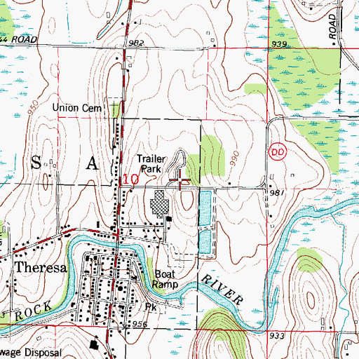 Topographic Map of Theresa Volunteer Fire Department, WI
