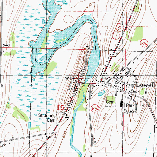Topographic Map of Lowell Fire Department, WI
