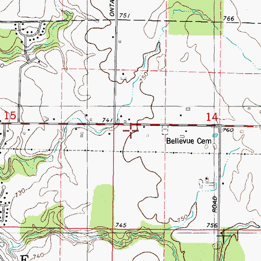 Topographic Map of Bellevue Fire Department Station 1, WI