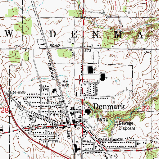 Topographic Map of Denmark Volunteer Fire Department, WI