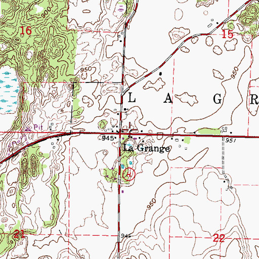 Topographic Map of Lauderdale - LaGrange Fire Department, WI
