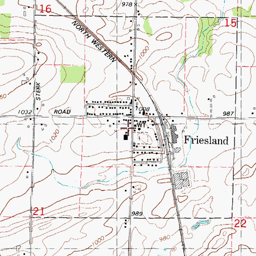 Topographic Map of Friesland Fire Department, WI