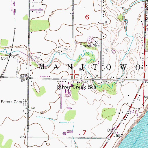 Topographic Map of Silver Creek Fire Department, WI