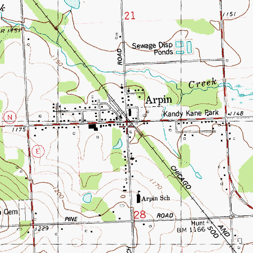 Topographic Map of Arpin Volunteer Fire Department, WI