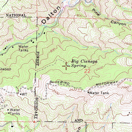 Topographic Map of Big Cienega Spring, CA