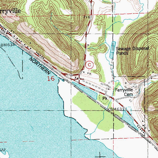 Topographic Map of Ferryville Volunteer Fire Department, WI