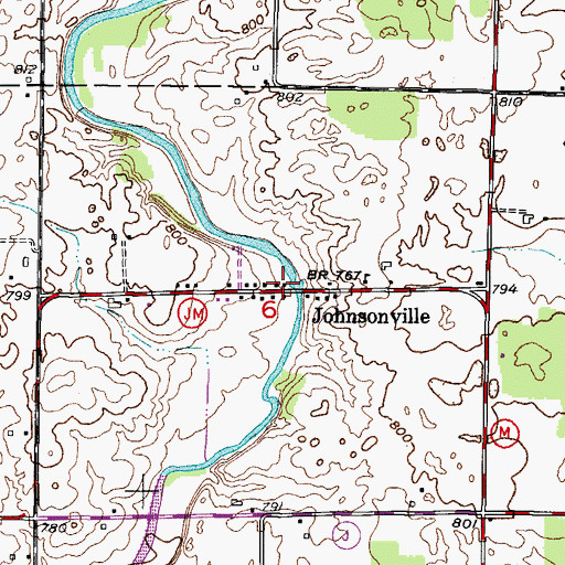 Topographic Map of Johnsonville Fire Department, WI
