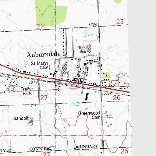 Topographic Map of Auburndale Joint Fire Department, WI