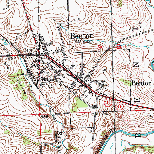 Topographic Map of Benton Volunteer Fire Department, WI