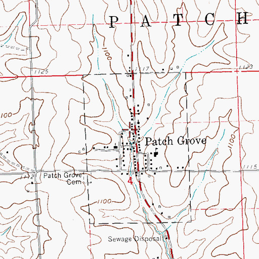 Topographic Map of Patch Grove Fire Department, WI