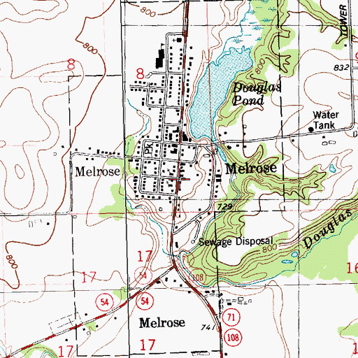 Topographic Map of Melrose Volunteer Fire Department, WI