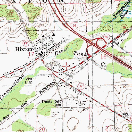 Topographic Map of Hixton Volunteer Fire Department, WI