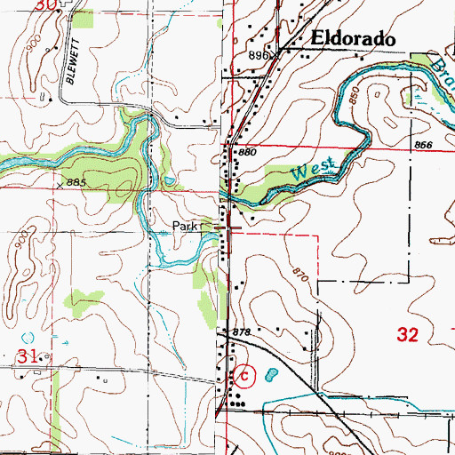 Topographic Map of Eldorado Volunteer Fire Department, WI