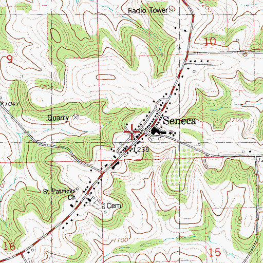 Topographic Map of Seneca Volunteer Fire Department, WI