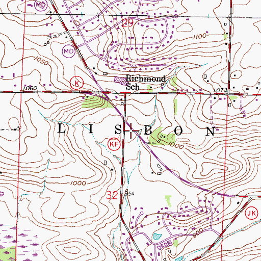 Topographic Map of Lisbon Fire Department Richmond Station, WI