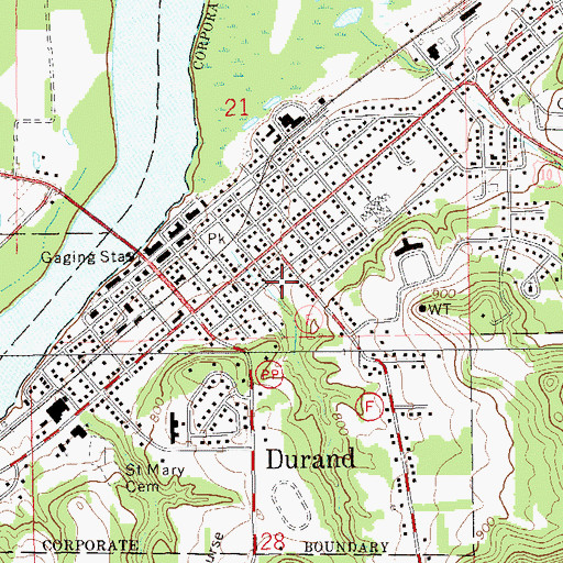 Topographic Map of Durand City Volunteer Fire Department, WI