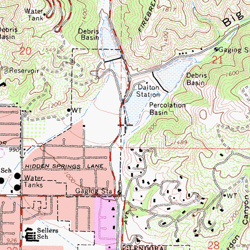 Topographic Map of Big Dalton Canyon, CA
