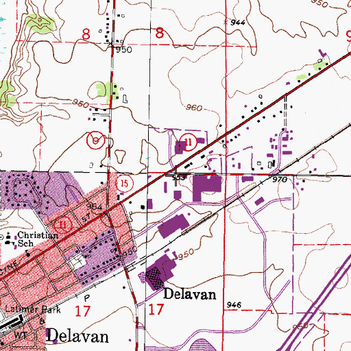Topographic Map of Delavan Rescue Squad, WI