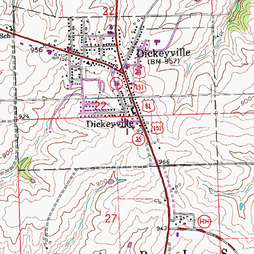 Topographic Map of Dickeyville Fire and Rescue Department, WI