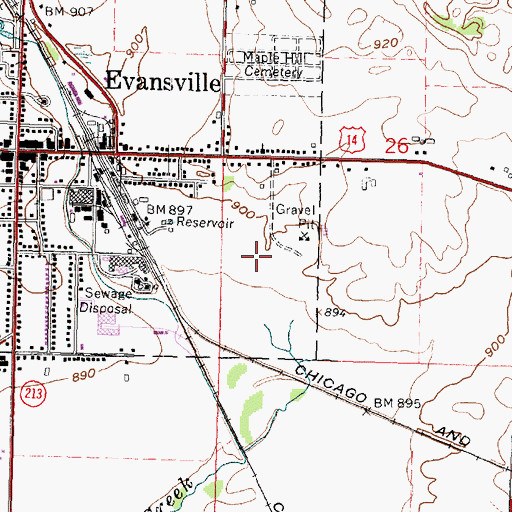 Topographic Map of Evansville Community Fire District, WI
