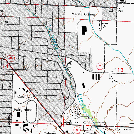 Topographic Map of Fond du Lac City Fire Department Station 2, WI