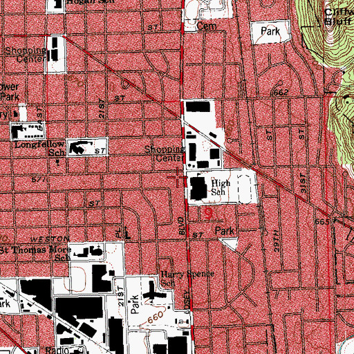 Topographic Map of La Crosse Fire Department Station 3, WI
