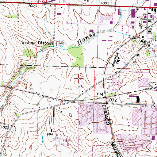 Topographic Map of Monroe Fire Department Station 1, WI