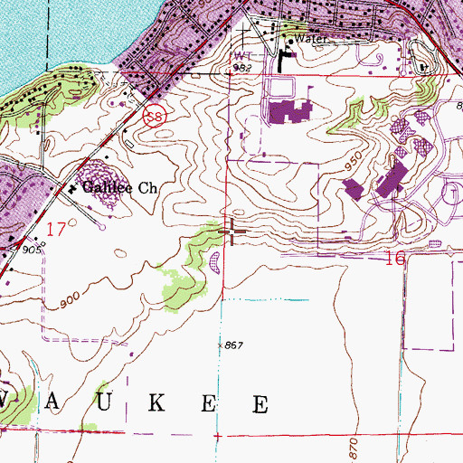 Topographic Map of Pewaukee Fire Department Station 2, WI