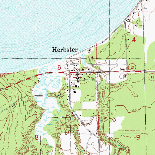 Topographic Map of South Shore Area Ambulance Service, WI