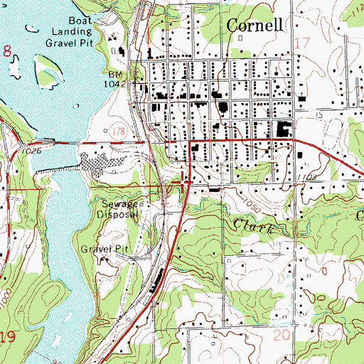 Topographic Map of Cornell Area Ambulance, WI
