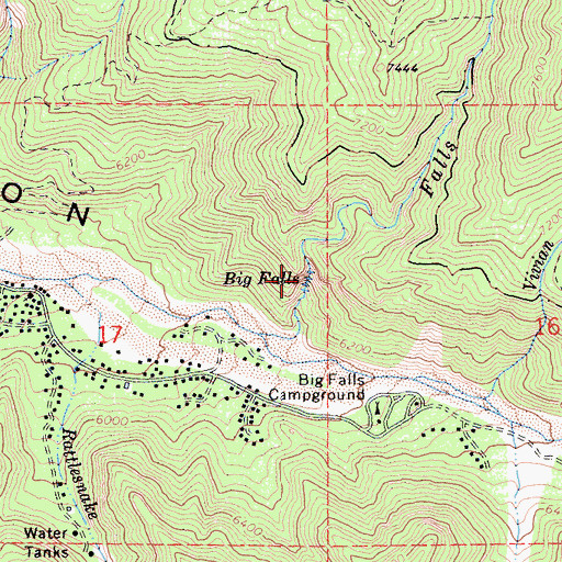 Topographic Map of Big Falls, CA