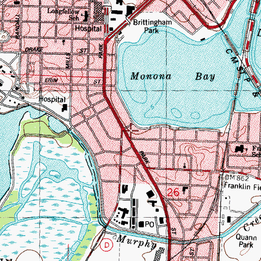 Topographic Map of Saint Mary's Emergency Medical Services Training Center, WI
