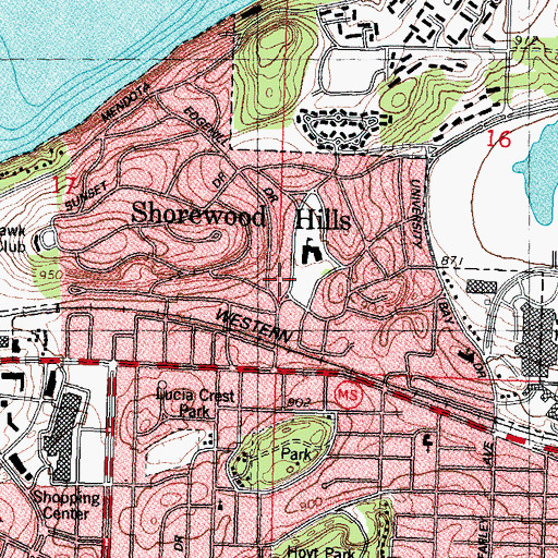 Topographic Map of Shorewood Hills Emergency Medical Services, WI