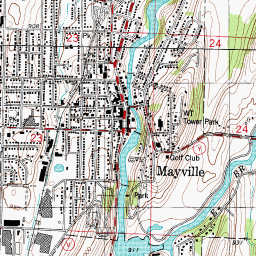 Topographic Map of Mayville Ambulance Service, WI