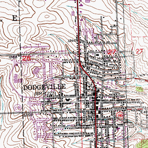 Topographic Map of Dodgeville Area Ambulance Service, WI