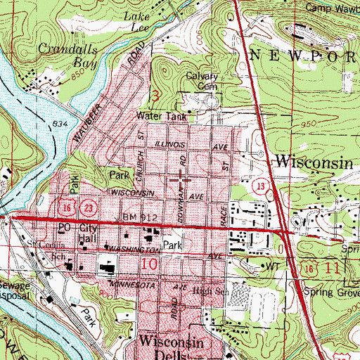 Topographic Map of Dells - Delton Emergency Medical Services Dells Station, WI