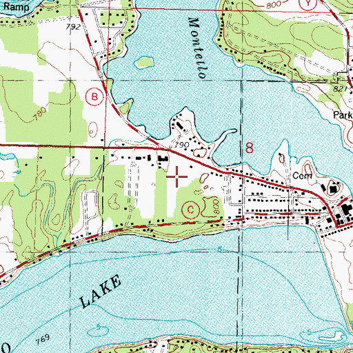 Topographic Map of Marquette County Emergency Medical Services Montello Branch, WI