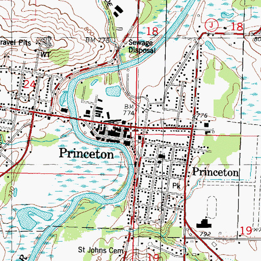 Topographic Map of Princeton Ambulance Service, WI