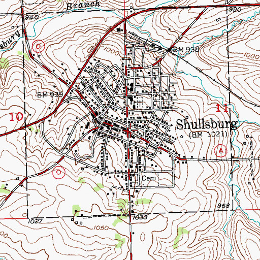 Topographic Map of Shullsburg Ambulance Service, WI