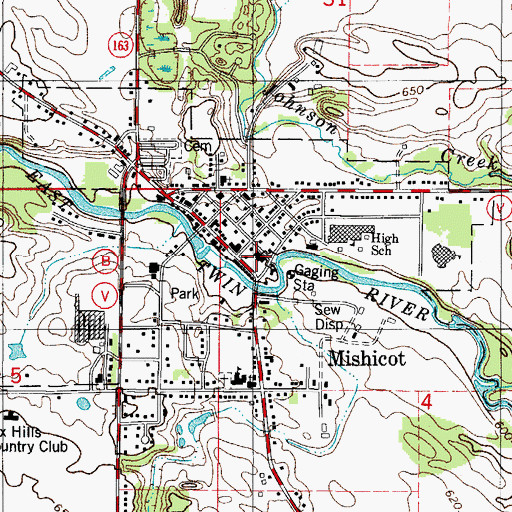 Topographic Map of Mishicot Area Ambulance Service, WI