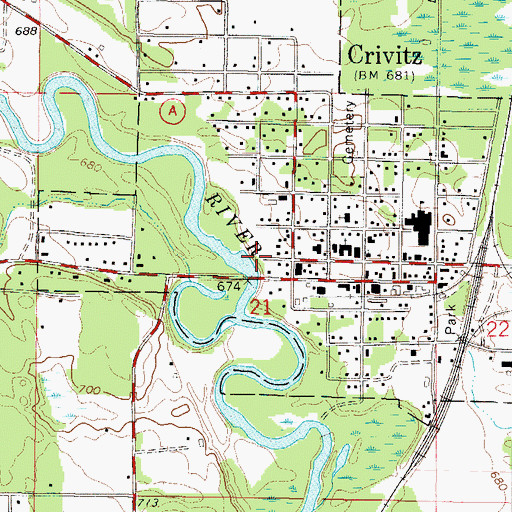 Topographic Map of Crivitz Rescue Squad, WI