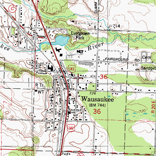 Topographic Map of Wausaukee Rescue Squad, WI