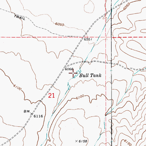 Topographic Map of Bull Tank, AZ