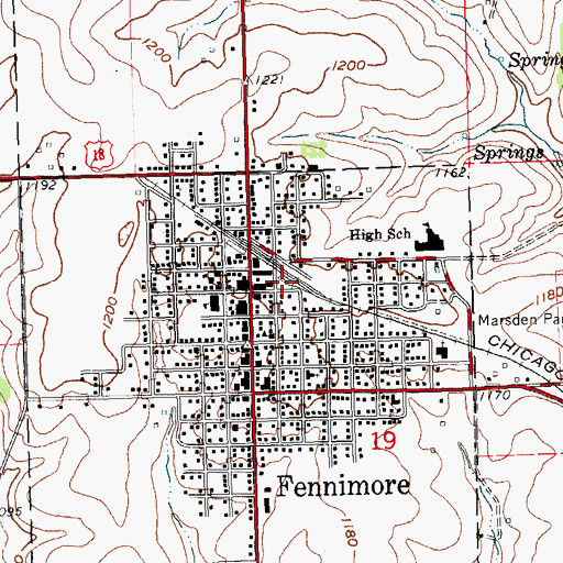 Topographic Map of Fennimore Rural Rescue Squad, WI