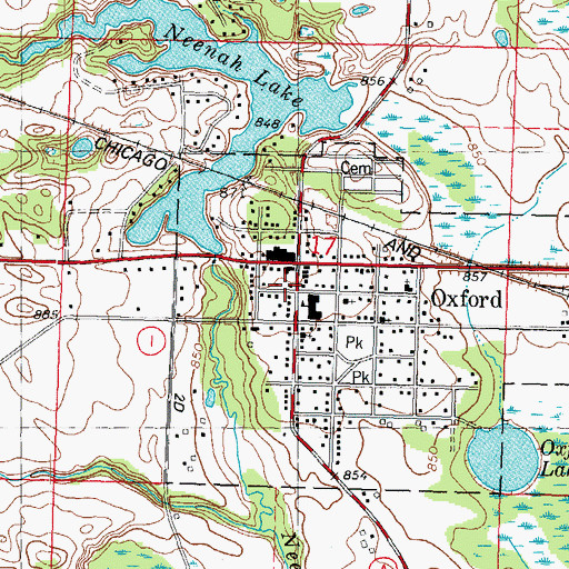 Topographic Map of Marquette County Emergency Medical Services Oxford Branch, WI