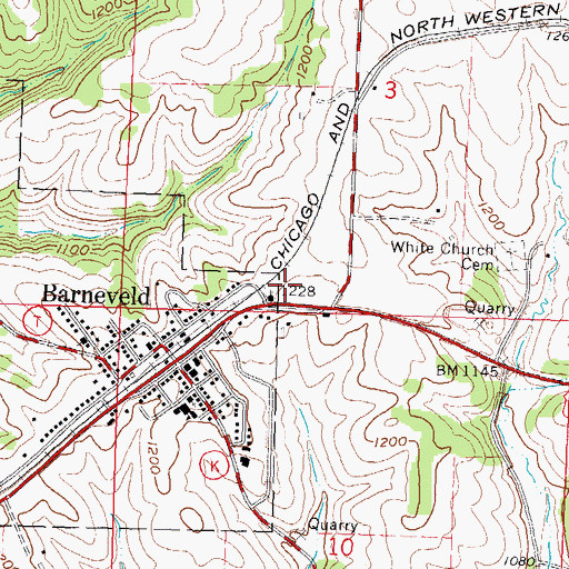 Topographic Map of Barneveld Area Rescue Squad, WI
