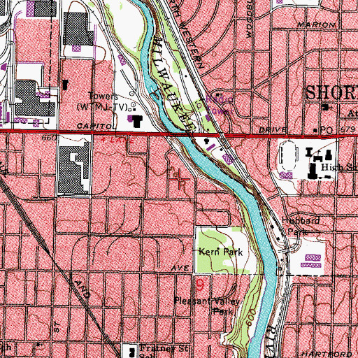 Topographic Map of Meda - Care Ambulance Station 2, WI